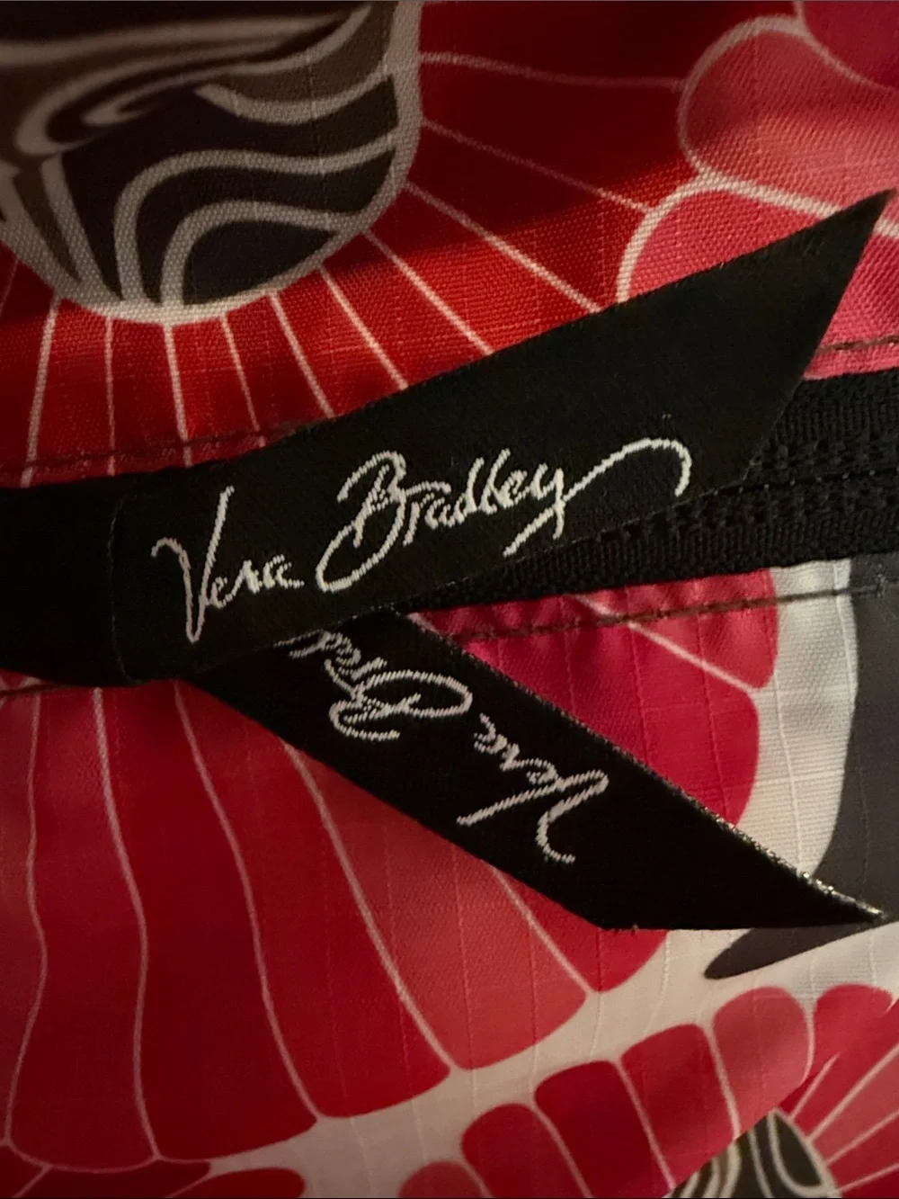 Vera Bradley Red Floral Nylon Tote with Black Handles